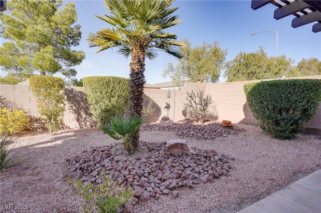 view of yard with a fenced backyard