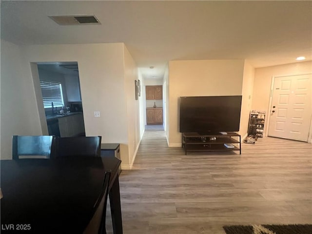 living room with hardwood / wood-style floors