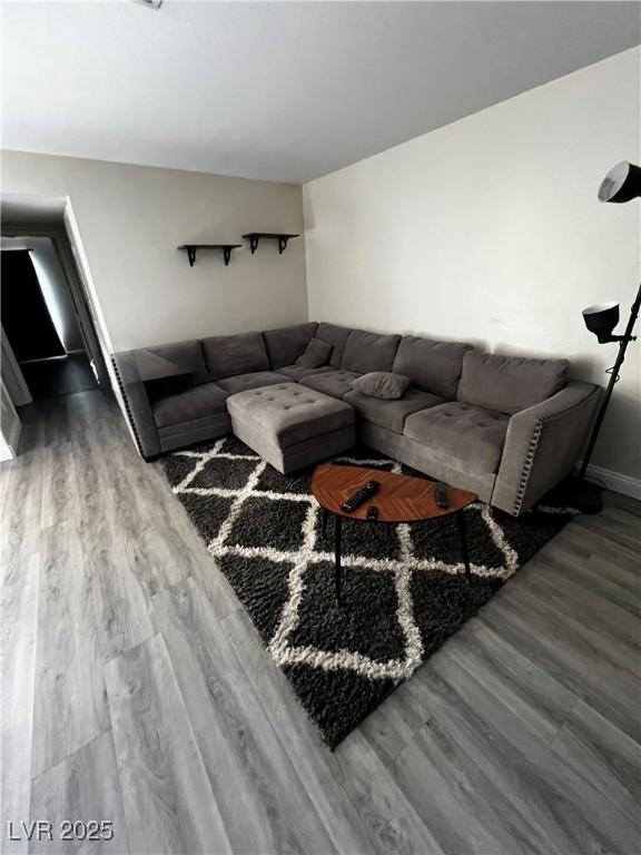 living room with hardwood / wood-style flooring