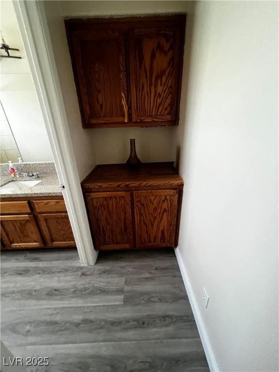 room details featuring wood-type flooring and sink