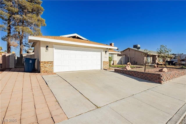 single story home with a garage