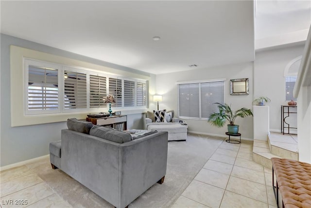 view of tiled living room