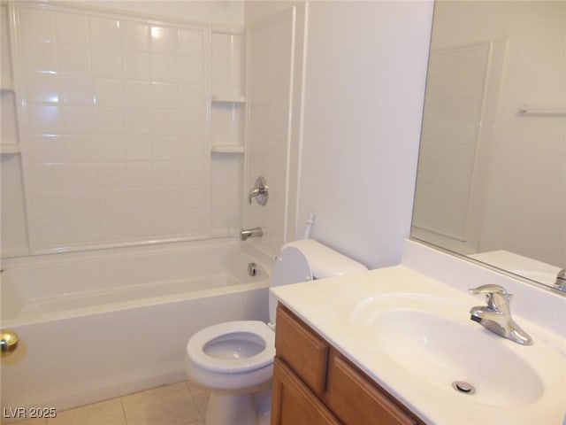 full bathroom featuring tile patterned flooring, vanity, toilet, and shower / bathing tub combination