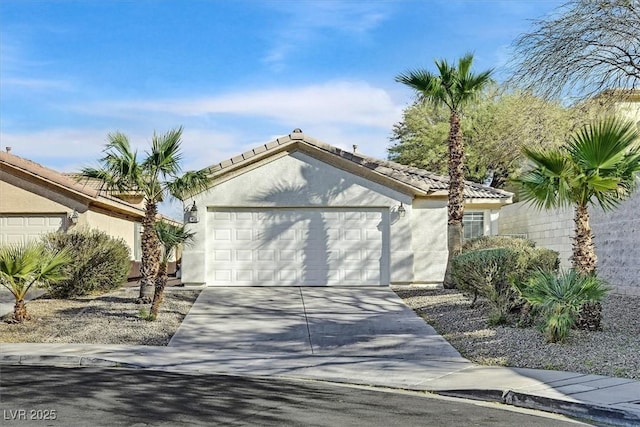 exterior space with a garage