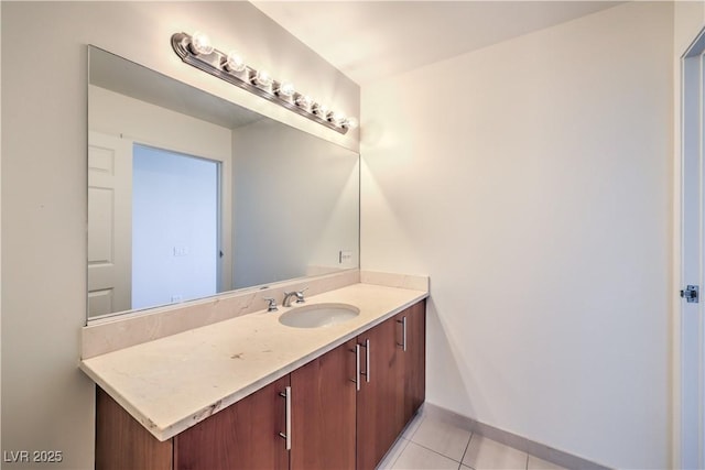 bathroom with vanity and tile patterned floors