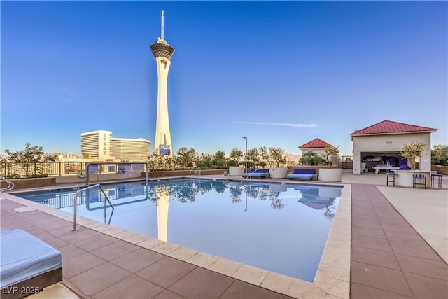 view of pool featuring a patio area