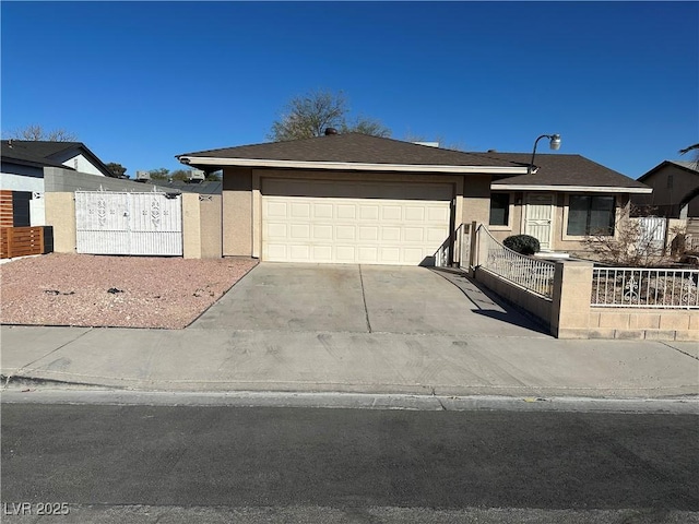 single story home featuring a garage