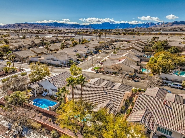 bird's eye view with a mountain view