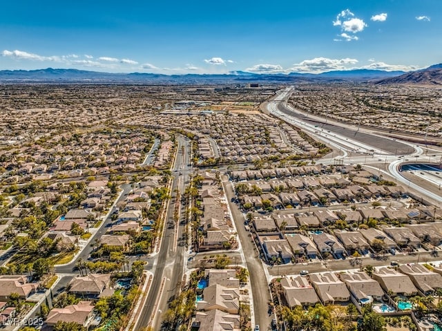 aerial view with a mountain view