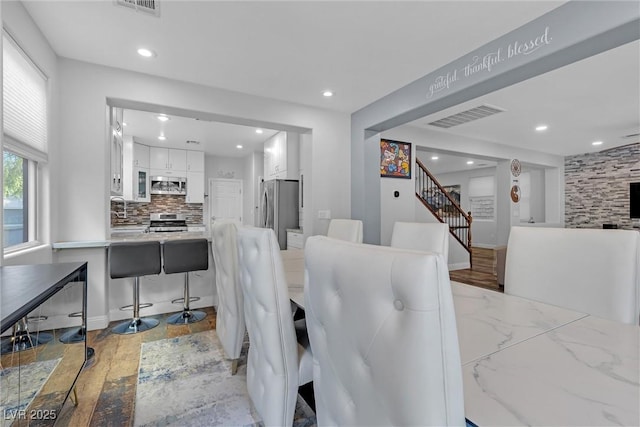 dining area with sink