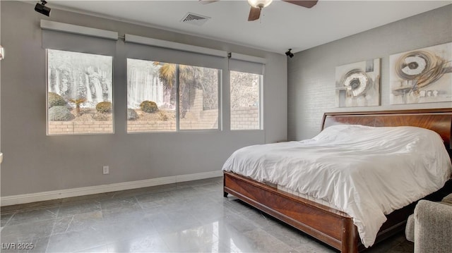 bedroom featuring ceiling fan