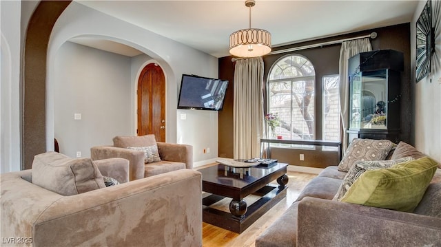 living room featuring light hardwood / wood-style floors