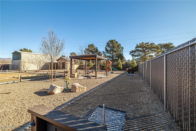 view of play area featuring a gazebo