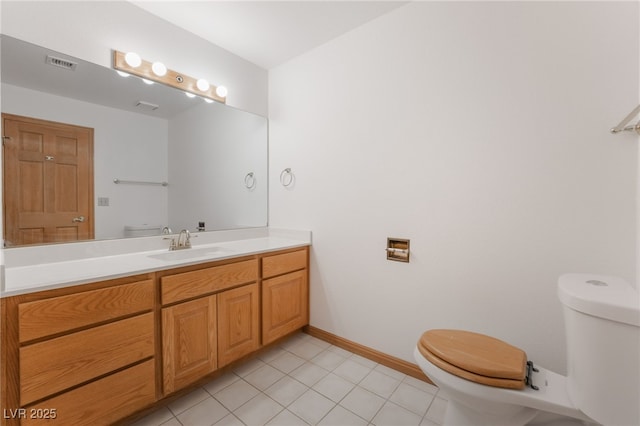 bathroom with vanity, tile patterned floors, and toilet