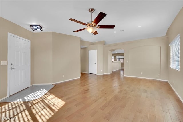 interior space featuring ceiling fan and light hardwood / wood-style floors