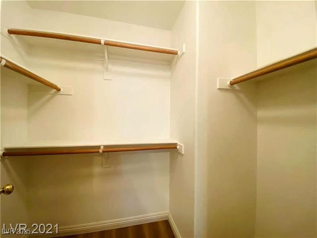 walk in closet featuring wood-type flooring