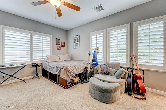 bedroom with carpet and ceiling fan