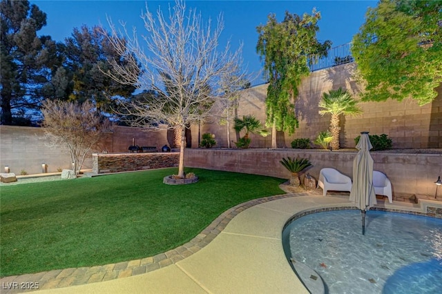 view of yard with a patio area