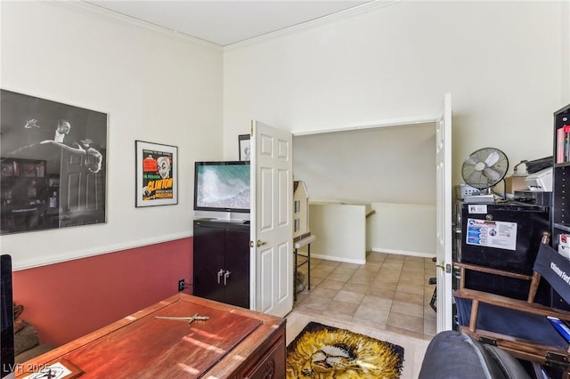 interior space with ornamental molding