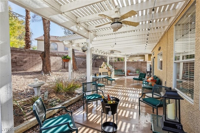 view of patio featuring a pergola