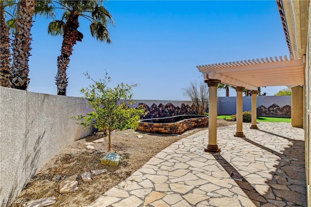 view of patio / terrace featuring a pergola