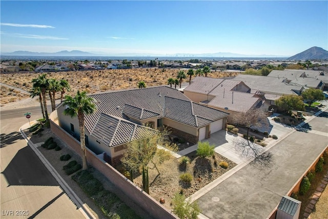 bird's eye view with a mountain view