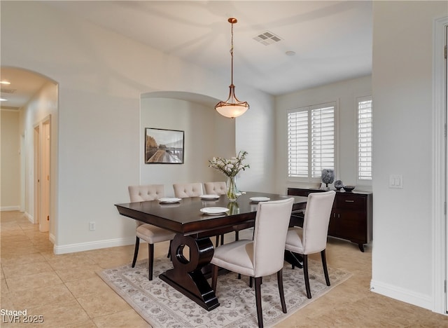 view of tiled dining area