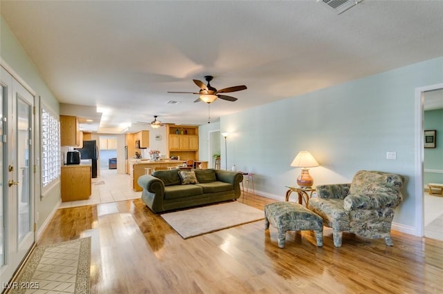 living room featuring light hardwood / wood-style floors