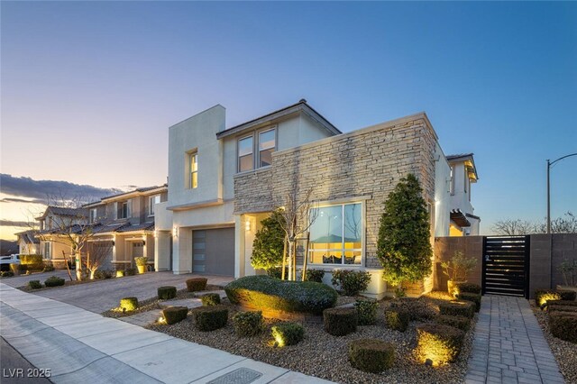 contemporary home with a garage