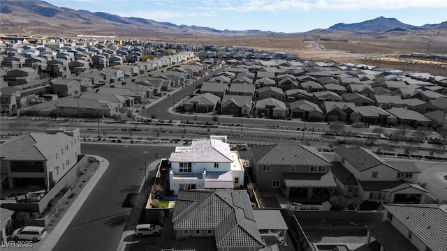 bird's eye view with a mountain view and a residential view