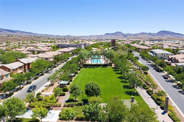 aerial view with a residential view and a mountain view