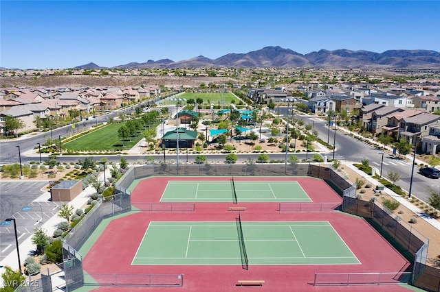 aerial view with a residential view and a mountain view