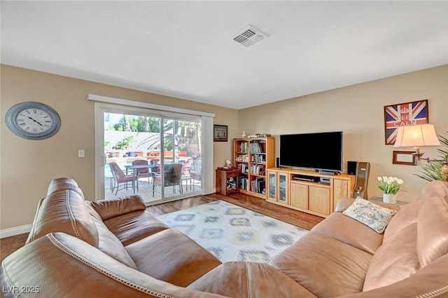 living room with hardwood / wood-style flooring