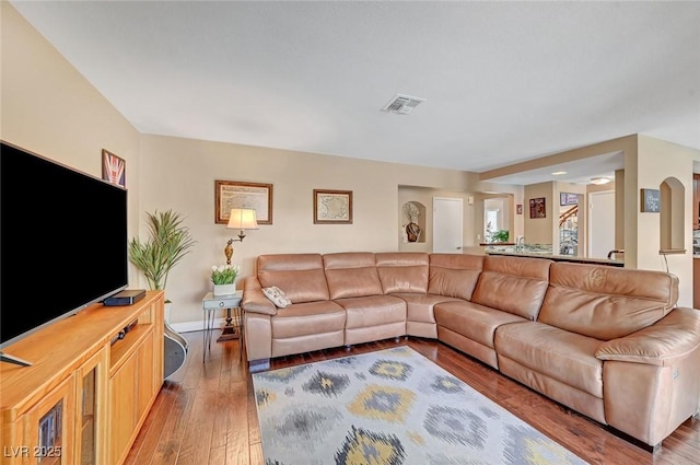 living room featuring wood-type flooring