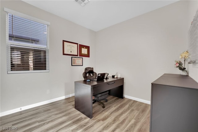 office featuring light hardwood / wood-style floors