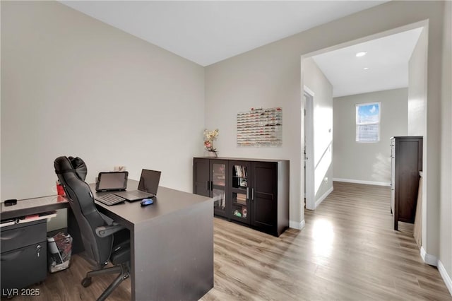 office featuring light hardwood / wood-style floors