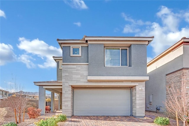 view of front of house with a garage