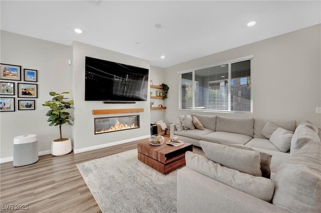 living room featuring light wood-type flooring