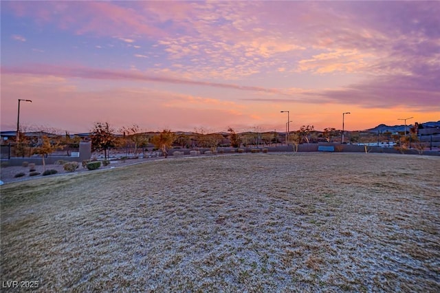 view of yard at dusk