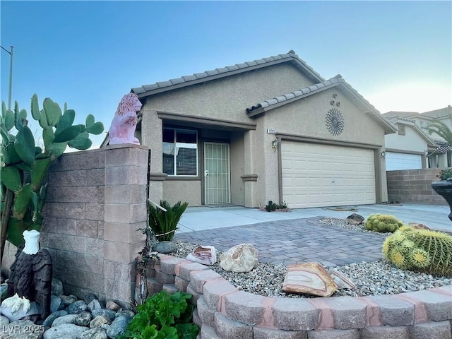 view of front of house with a garage