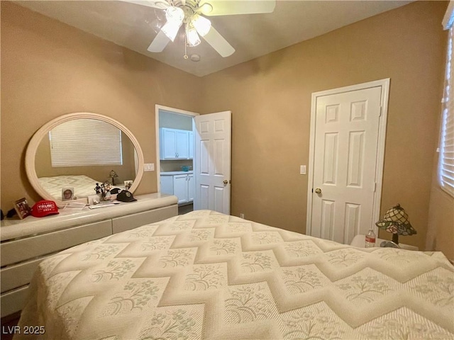 bedroom featuring ceiling fan