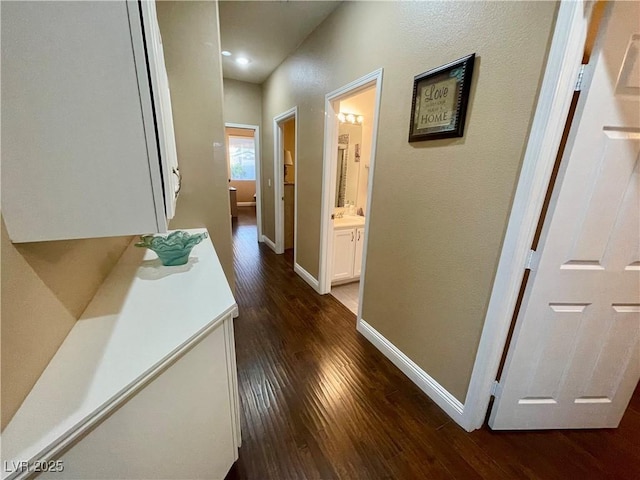 hall featuring dark hardwood / wood-style flooring