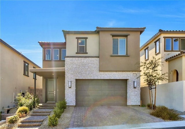 view of front of house with a garage