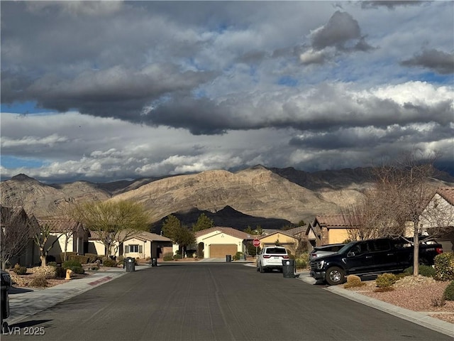 view of road with a mountain view