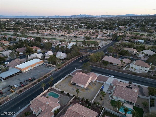 view of aerial view at dusk