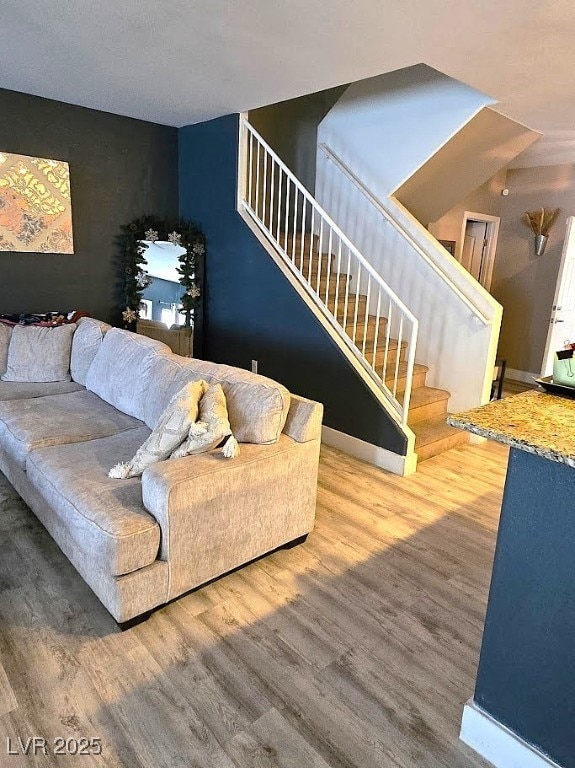 living room with hardwood / wood-style flooring