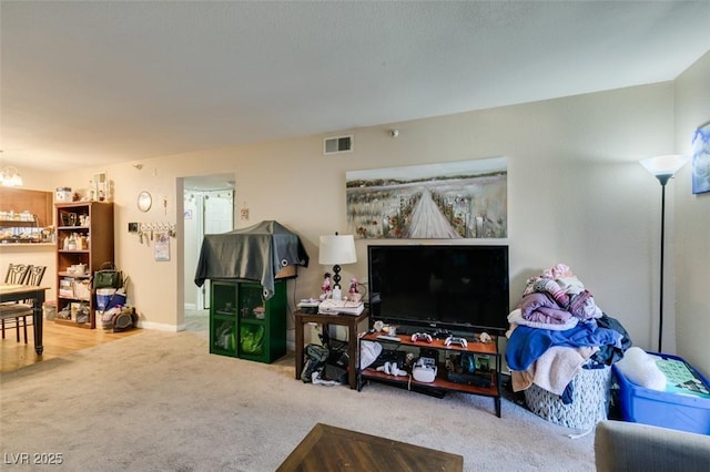 living room featuring carpet floors