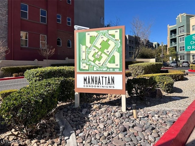 view of community sign