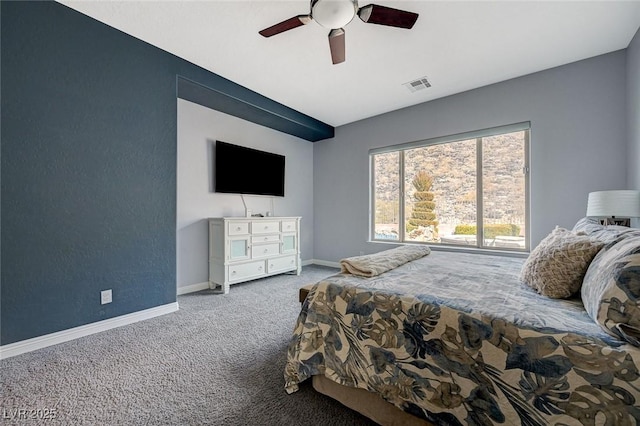 bedroom with carpet floors and ceiling fan