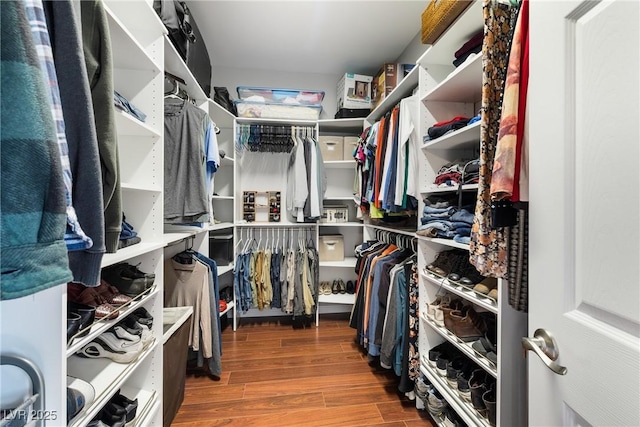 spacious closet featuring hardwood / wood-style floors